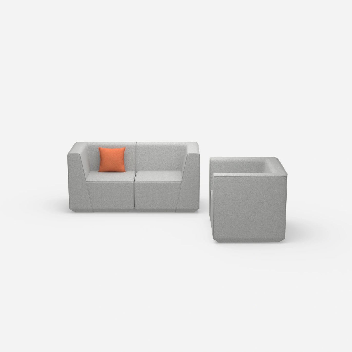 Modulares Sofa mit Sessel von vorne