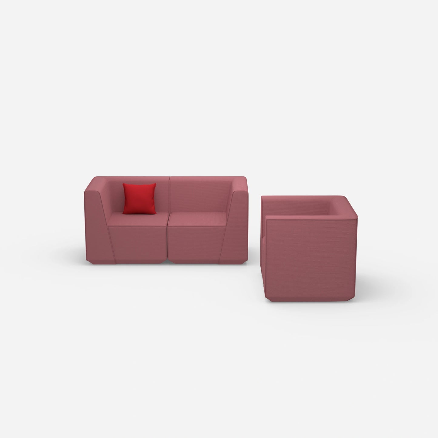 Modulares Sofa mit Sessel von vorne