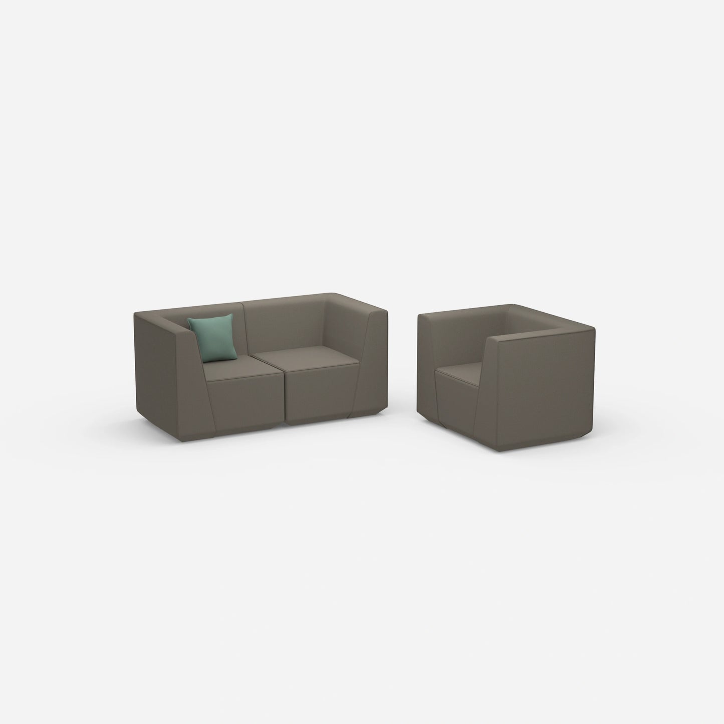 Modulares Sofa mit Sessel von der Seite