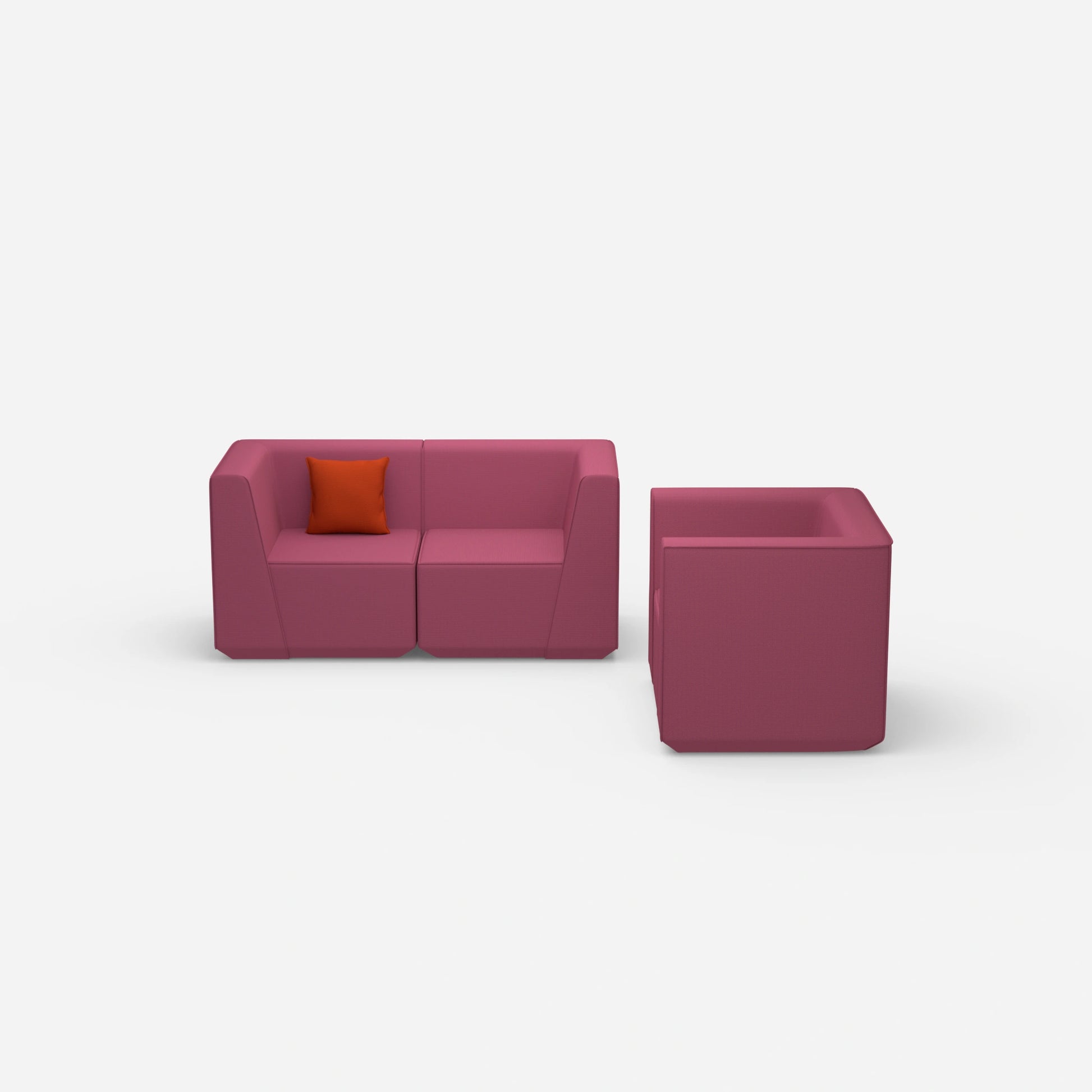 Modulares Sofa mit Sessel von vorne