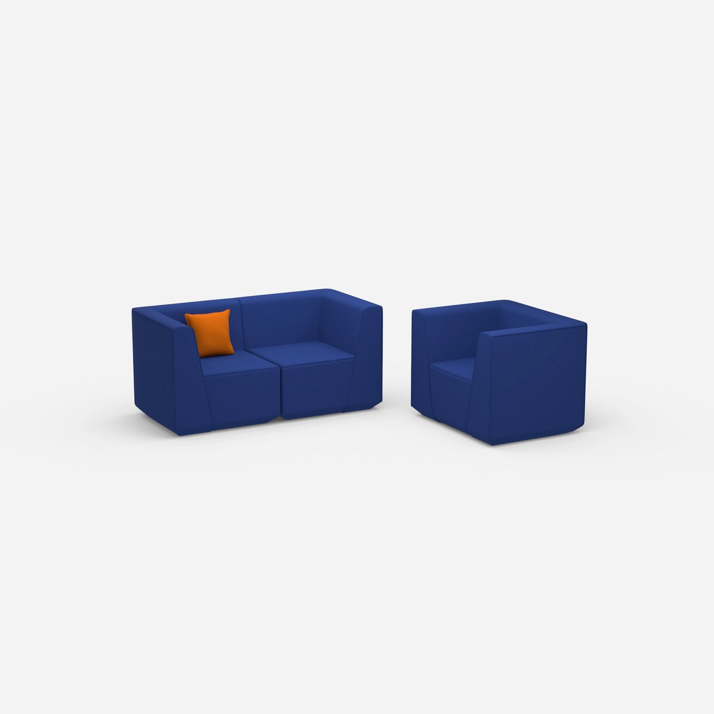 Modulares Sofa mit Sessel von der Seite