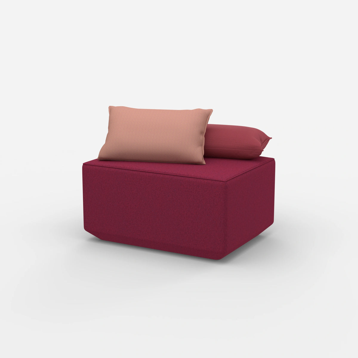 Pouf in Rosa von der Seite