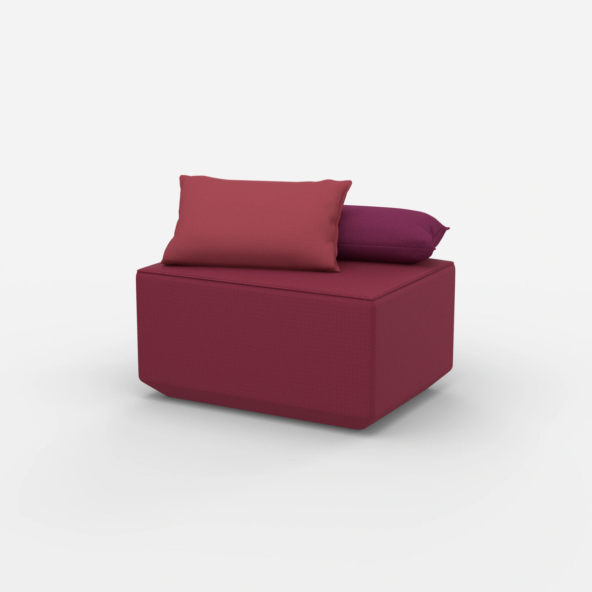 Pouf in Rosa von der Seite