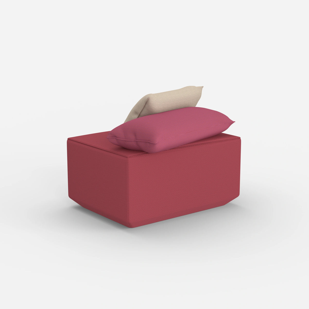 Pouf in Rosa von hinten