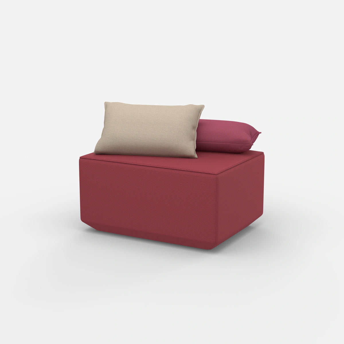 Pouf in Rosa von der Seite