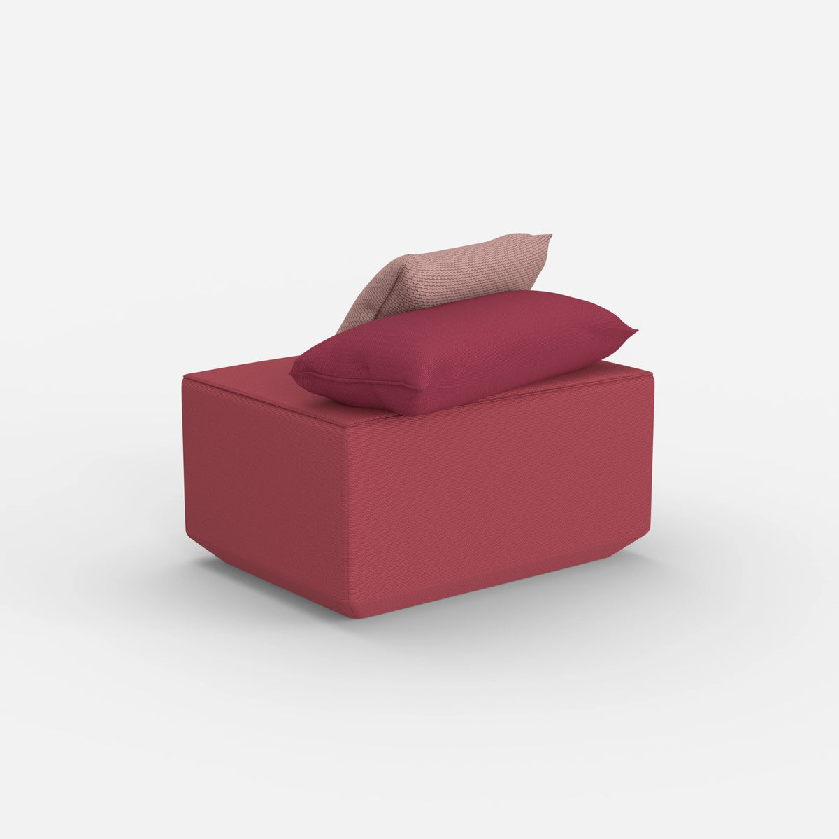 Pouf in Rosa von hinten