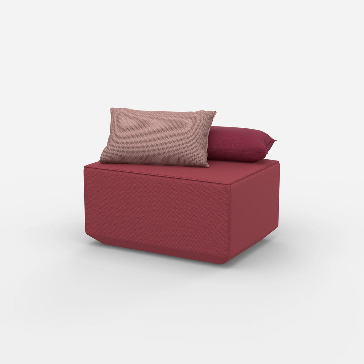 Pouf in Rosa von der Seite