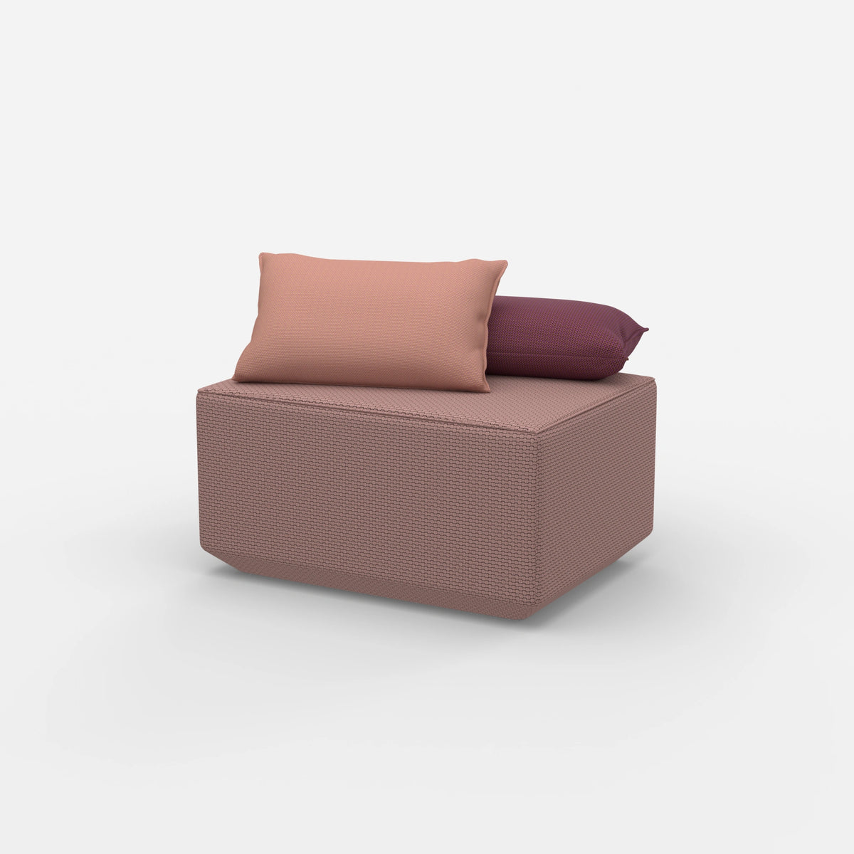 Pouf in Rosa von der Seite