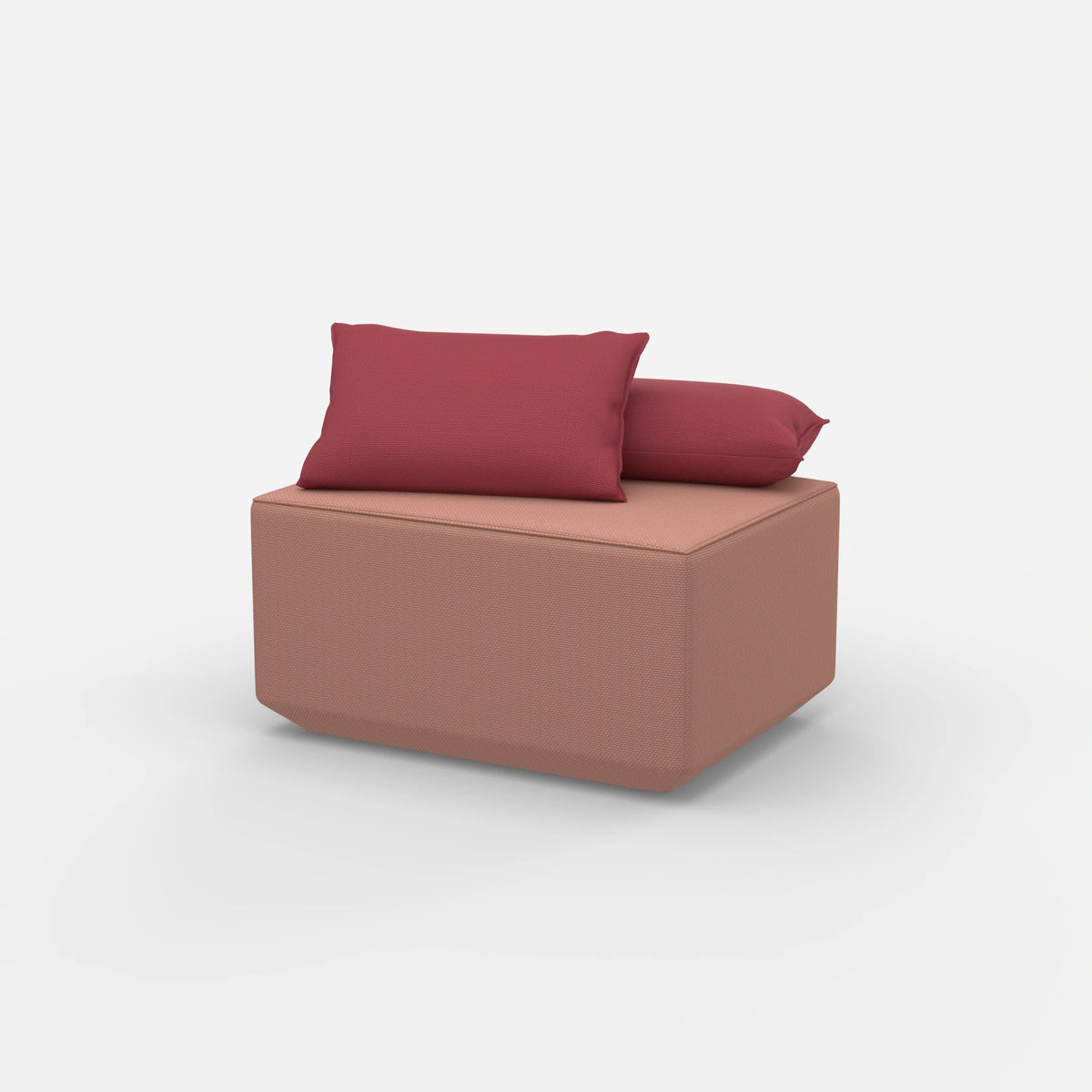 Pouf in Rosa von der Seite