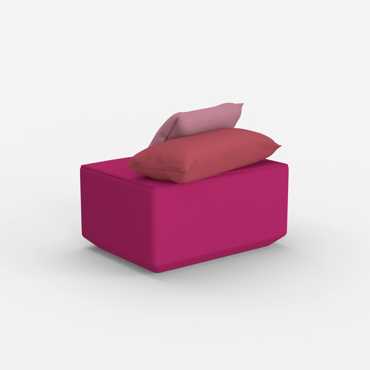 Pouf in Rosa von hinten