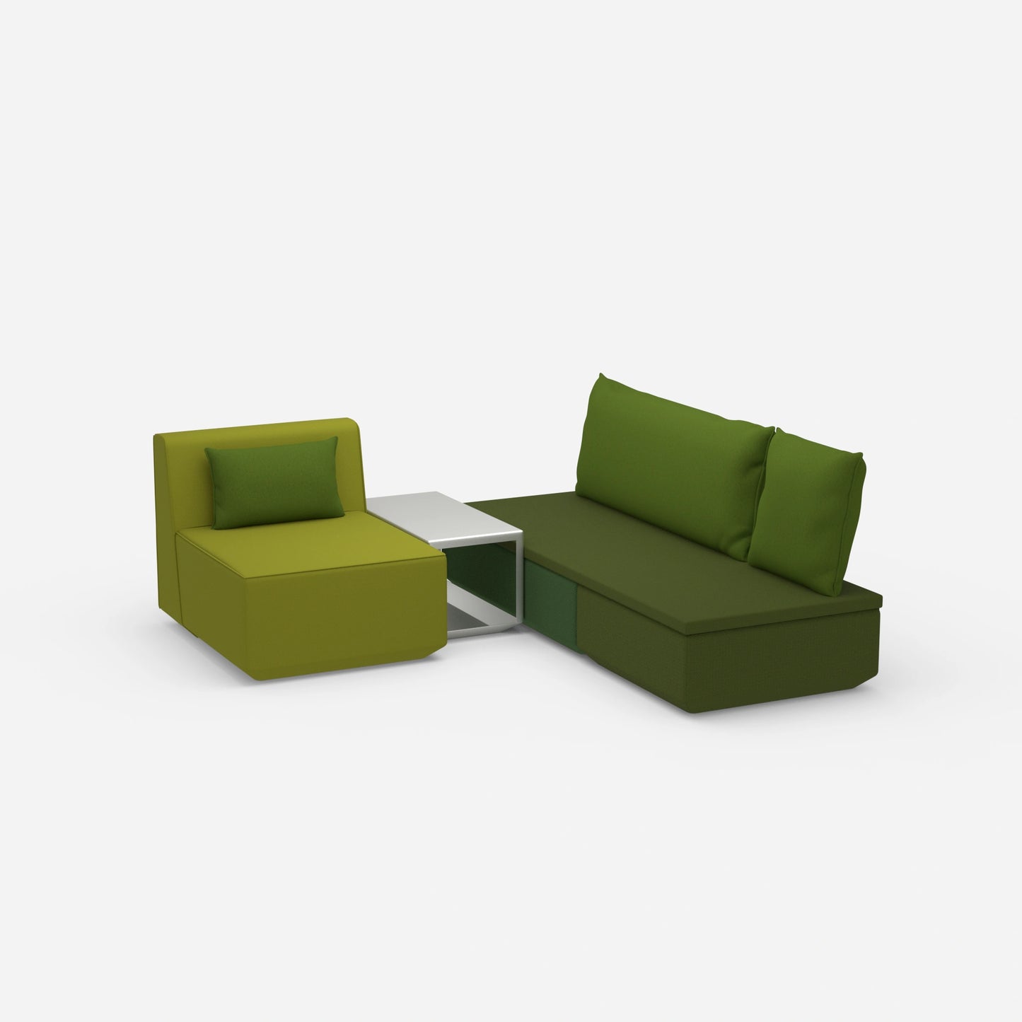 Pouf mit Topper von der Seite