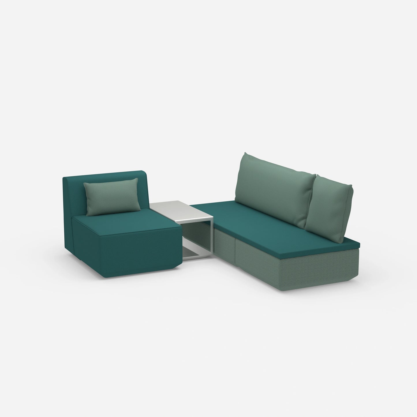 Pouf mit Topper von der Seite
