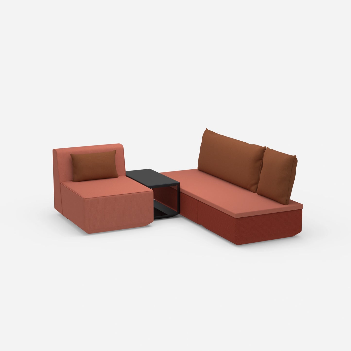 Pouf mit Topper von der Seite
