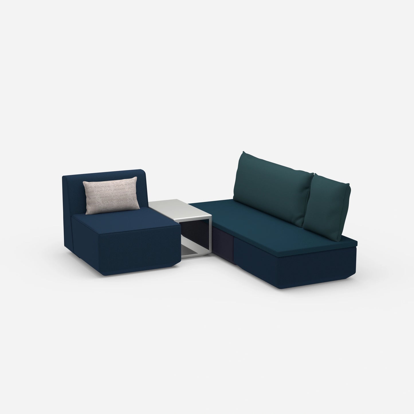 Pouf mit Topper von der Seite