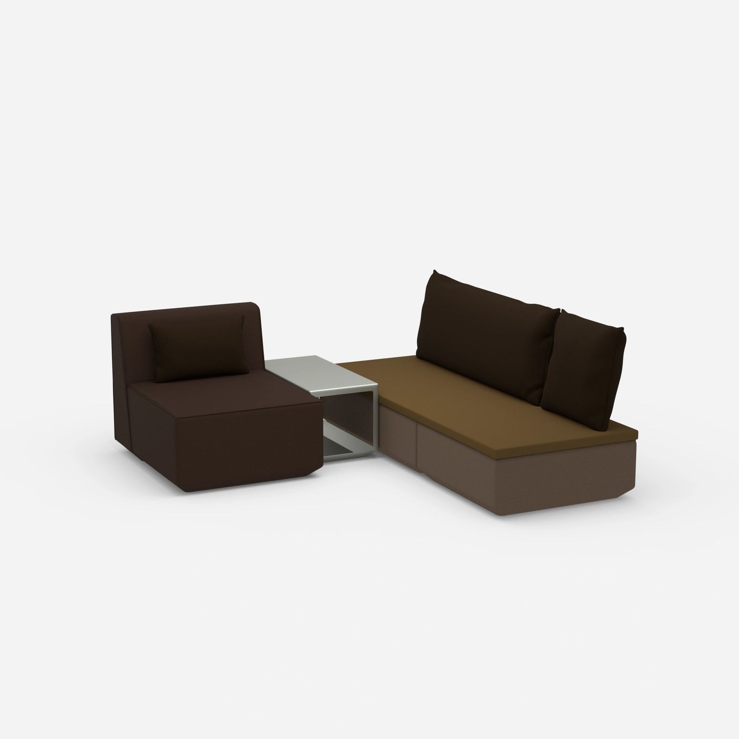Pouf mit Topper von der Seite