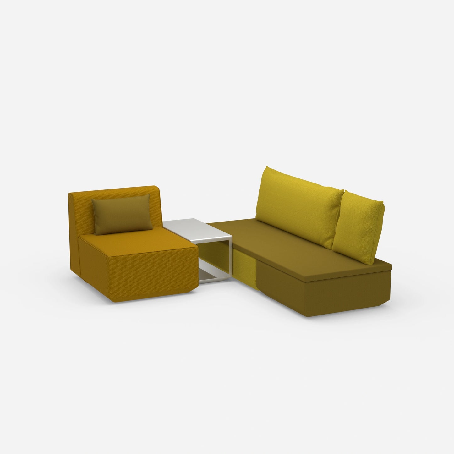 Pouf mit Topper von der Seite