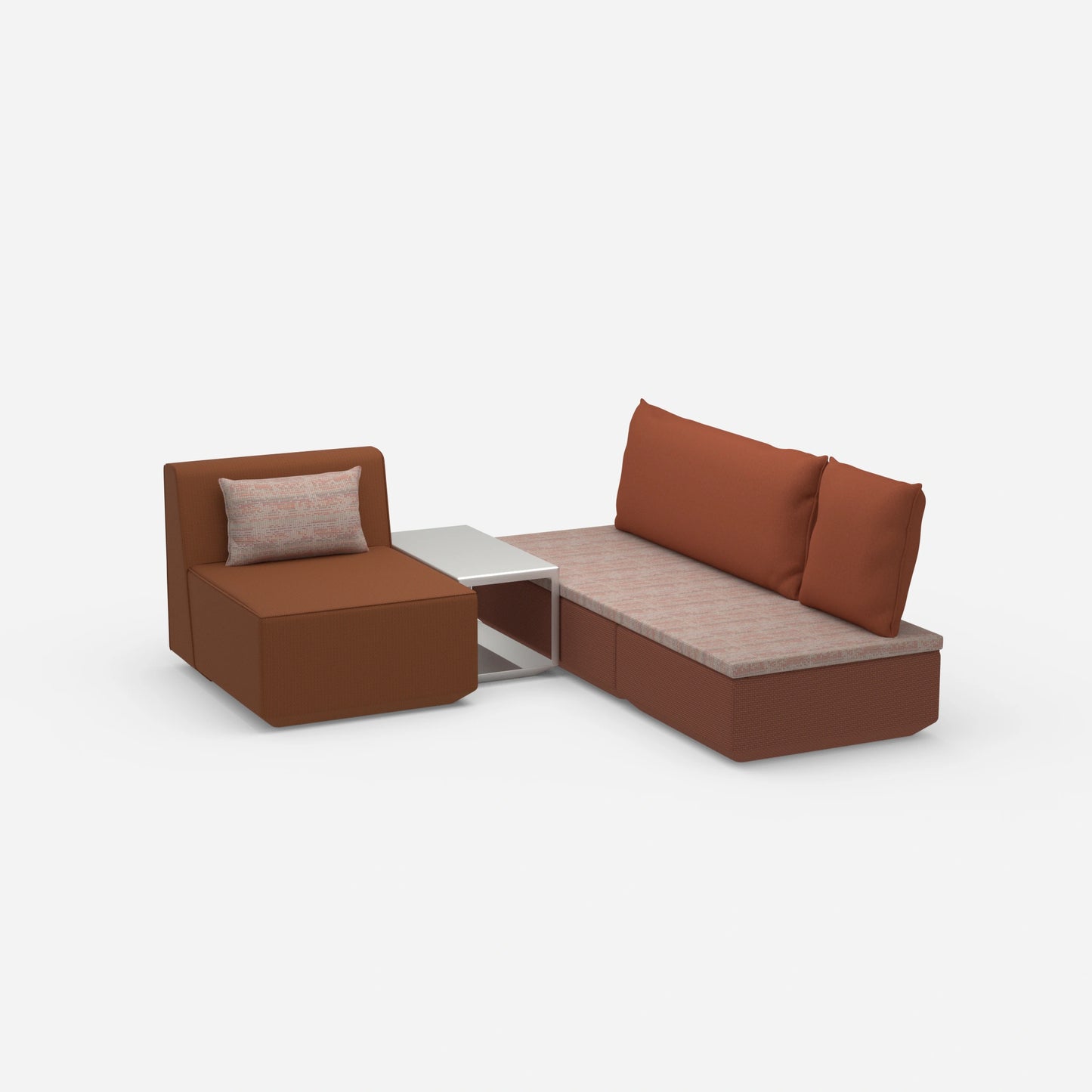 Pouf mit Topper von der Seite