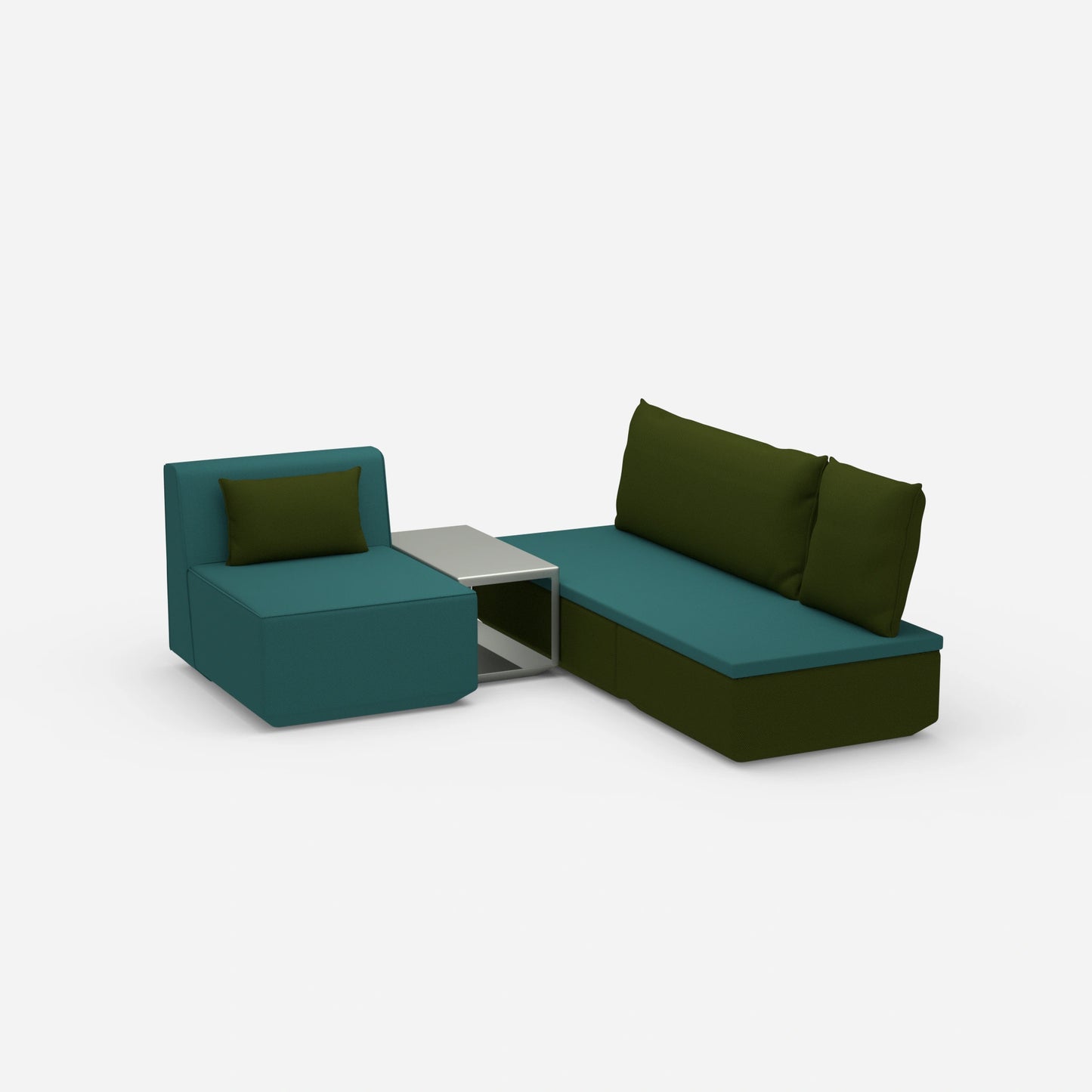 Pouf mit Topper von der Seite