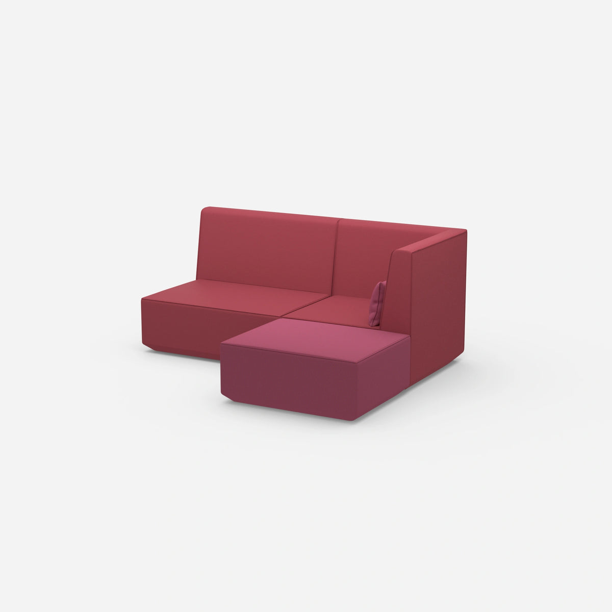 Rosa Ecksofa mit hoher Rückenlehne von der Seite
