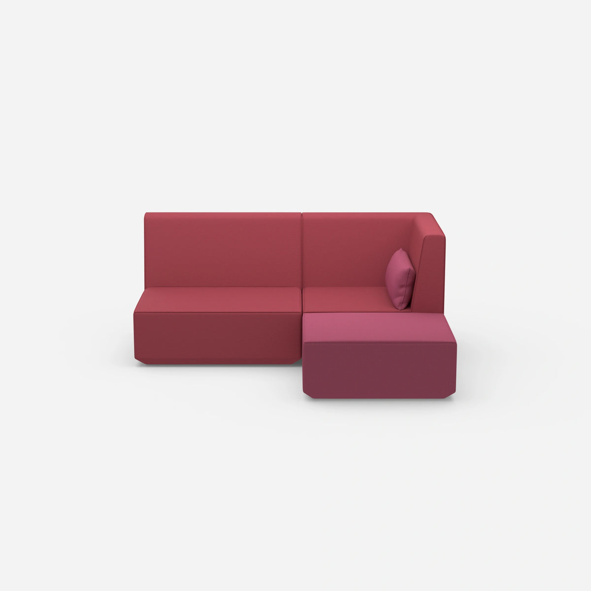 Rosa Ecksofa mit hoher Rückenlehne von vorne
