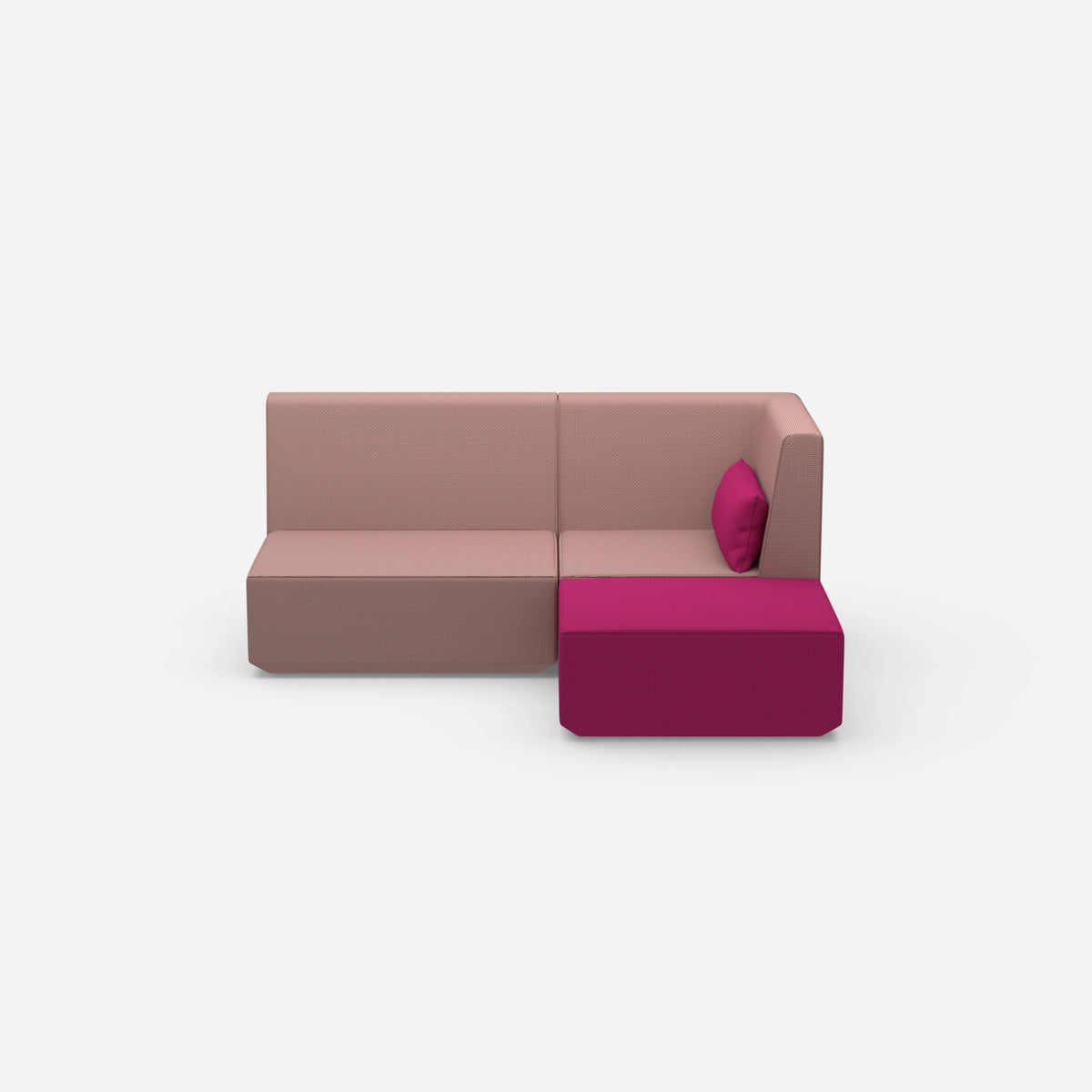 Rosa Ecksofa mit hoher Rückenlehne von vorne