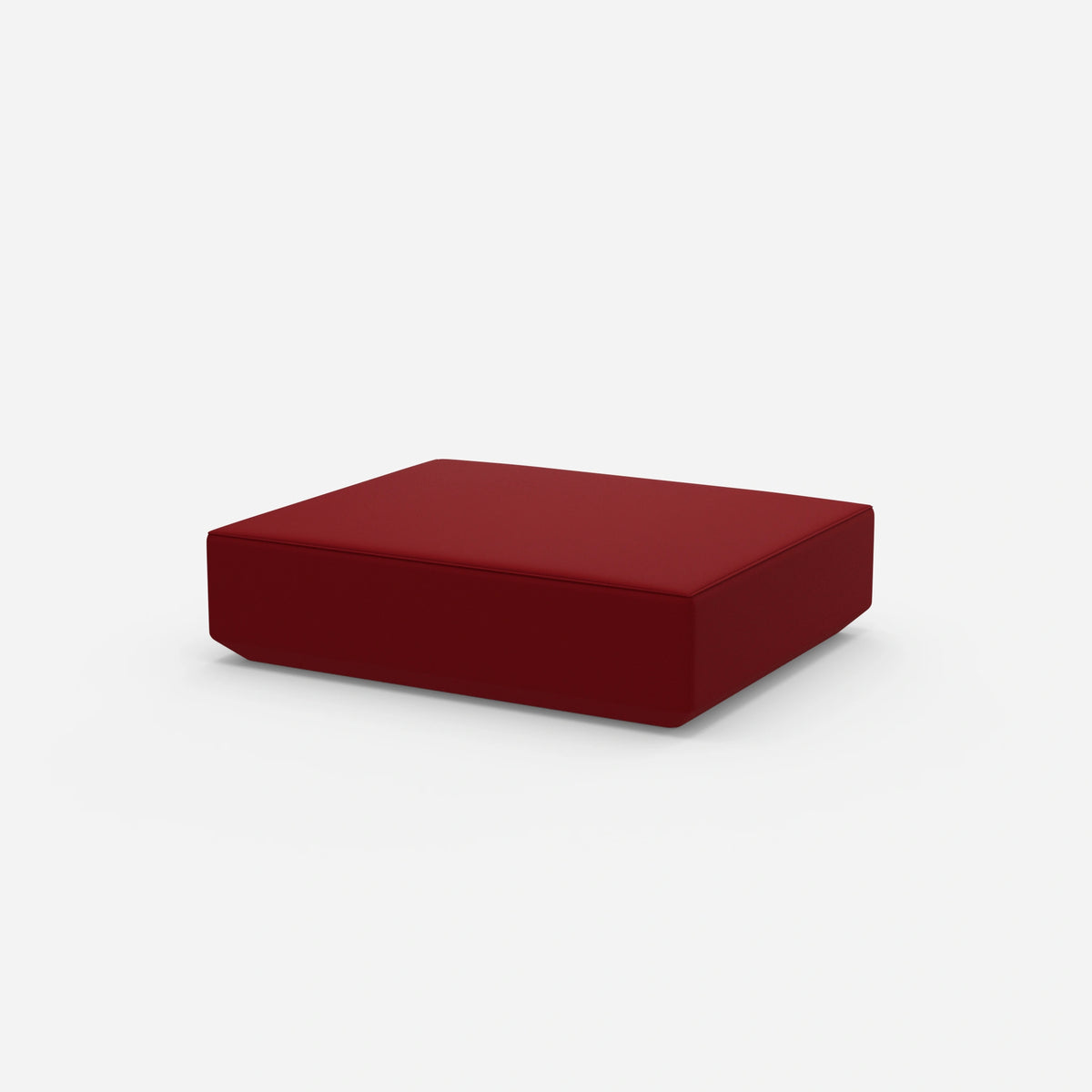 Roter Pouf von der Seite