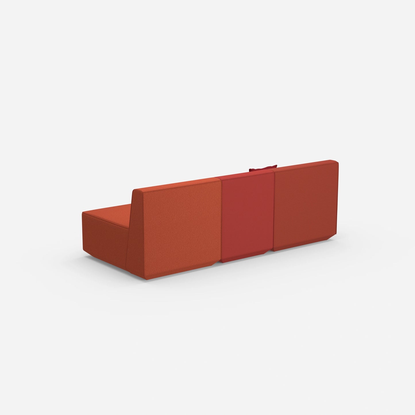 Rotes Dreisitzer Sofa von hinten