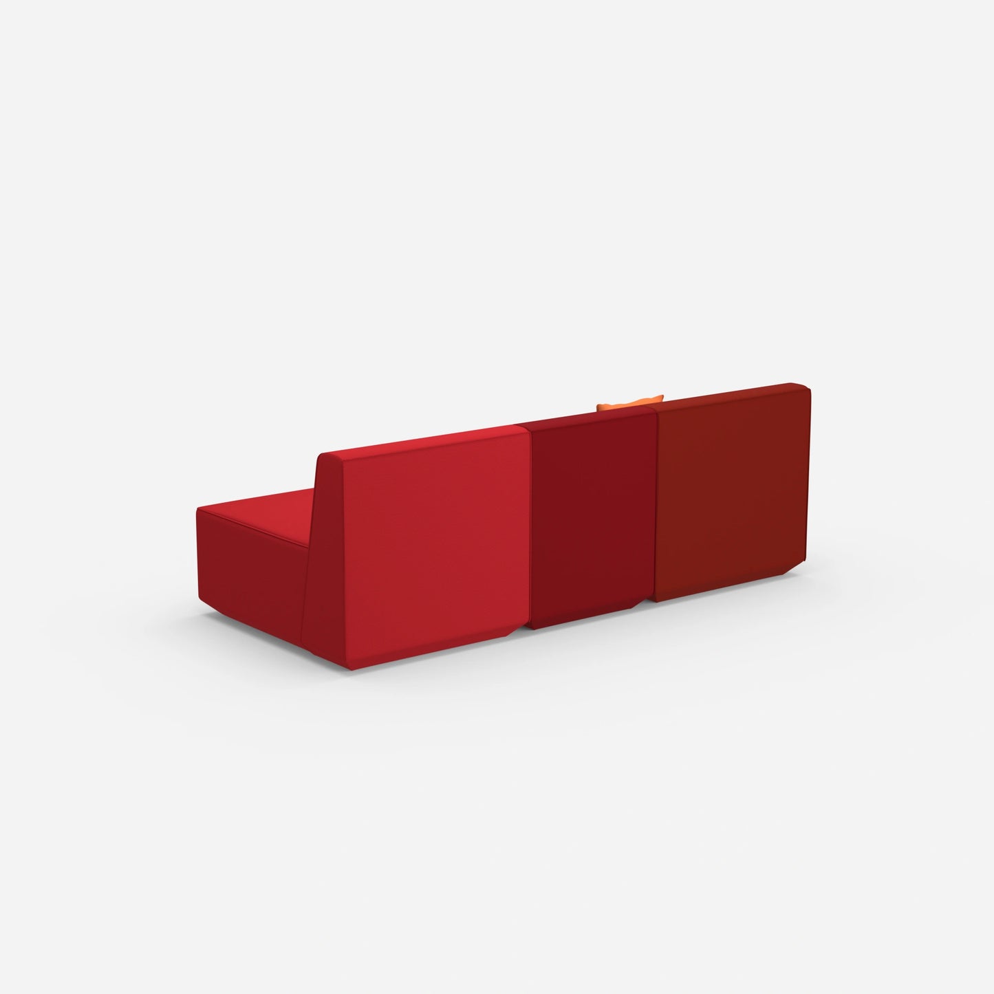 Rotes Dreisitzer Sofa von hinten