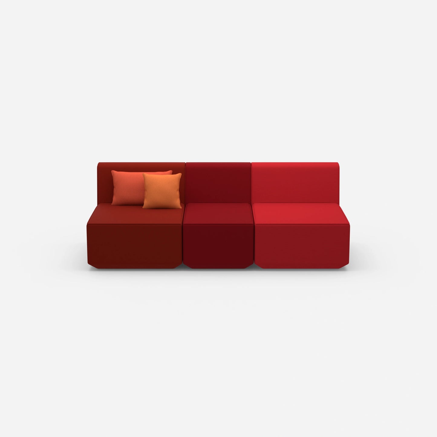 Rotes Dreisitzer Sofa von vorne