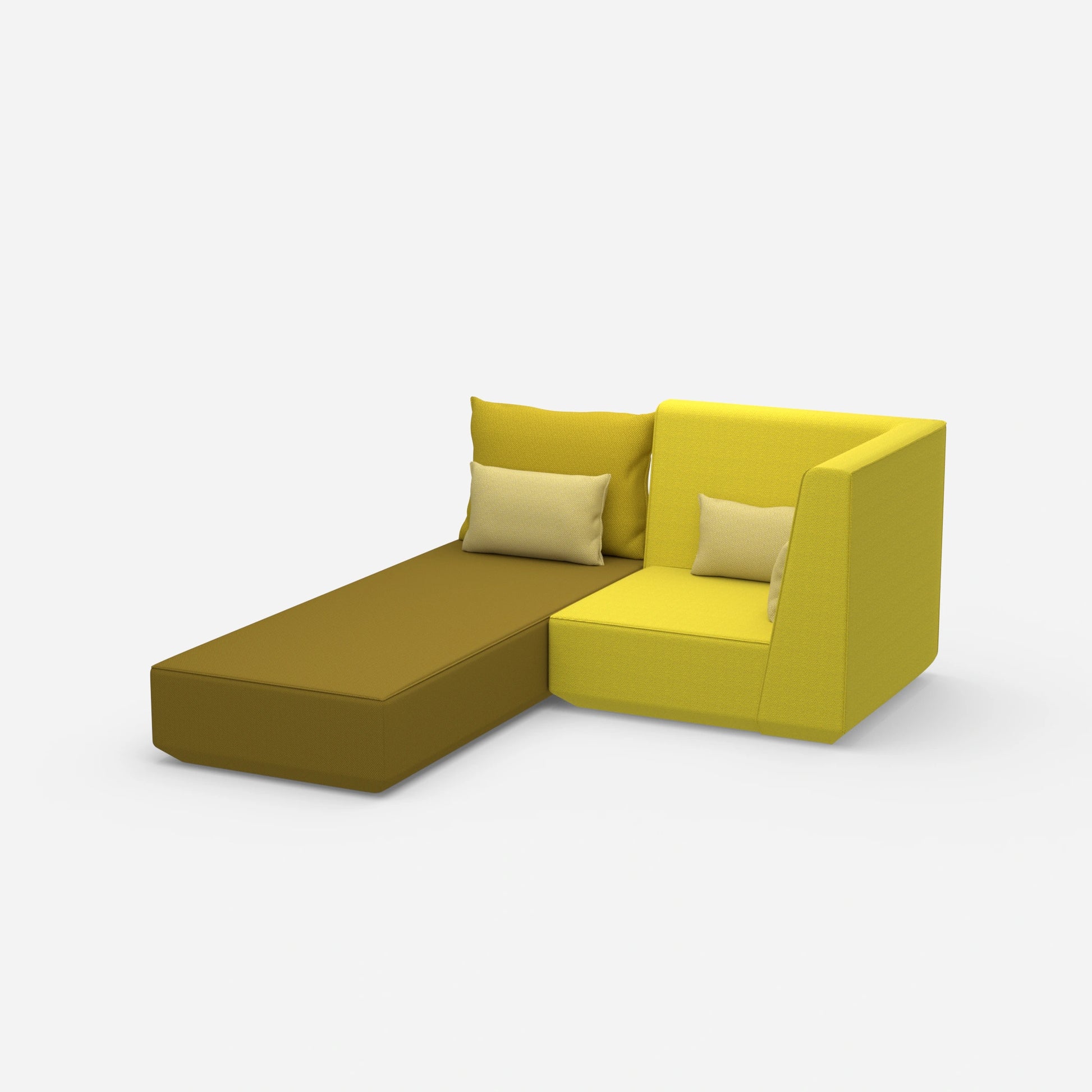 Schlafsofa mit Sessel von der Seite