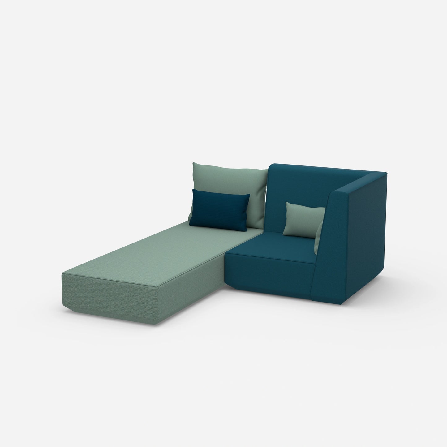 Schlafsofa mit Sessel von der Seite