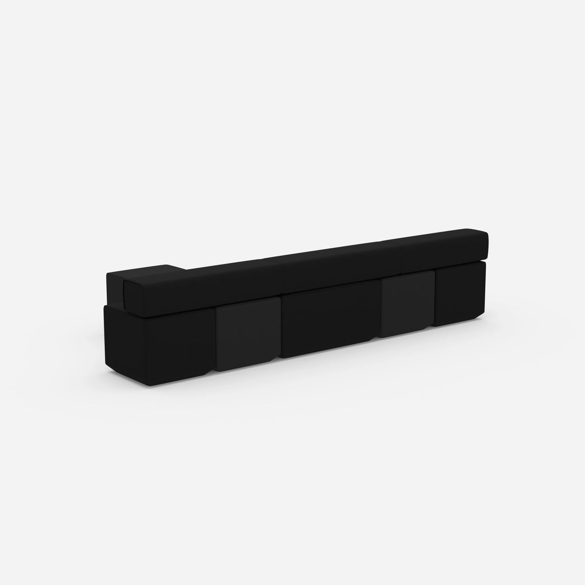 Schwarze Sitzbank von hinten