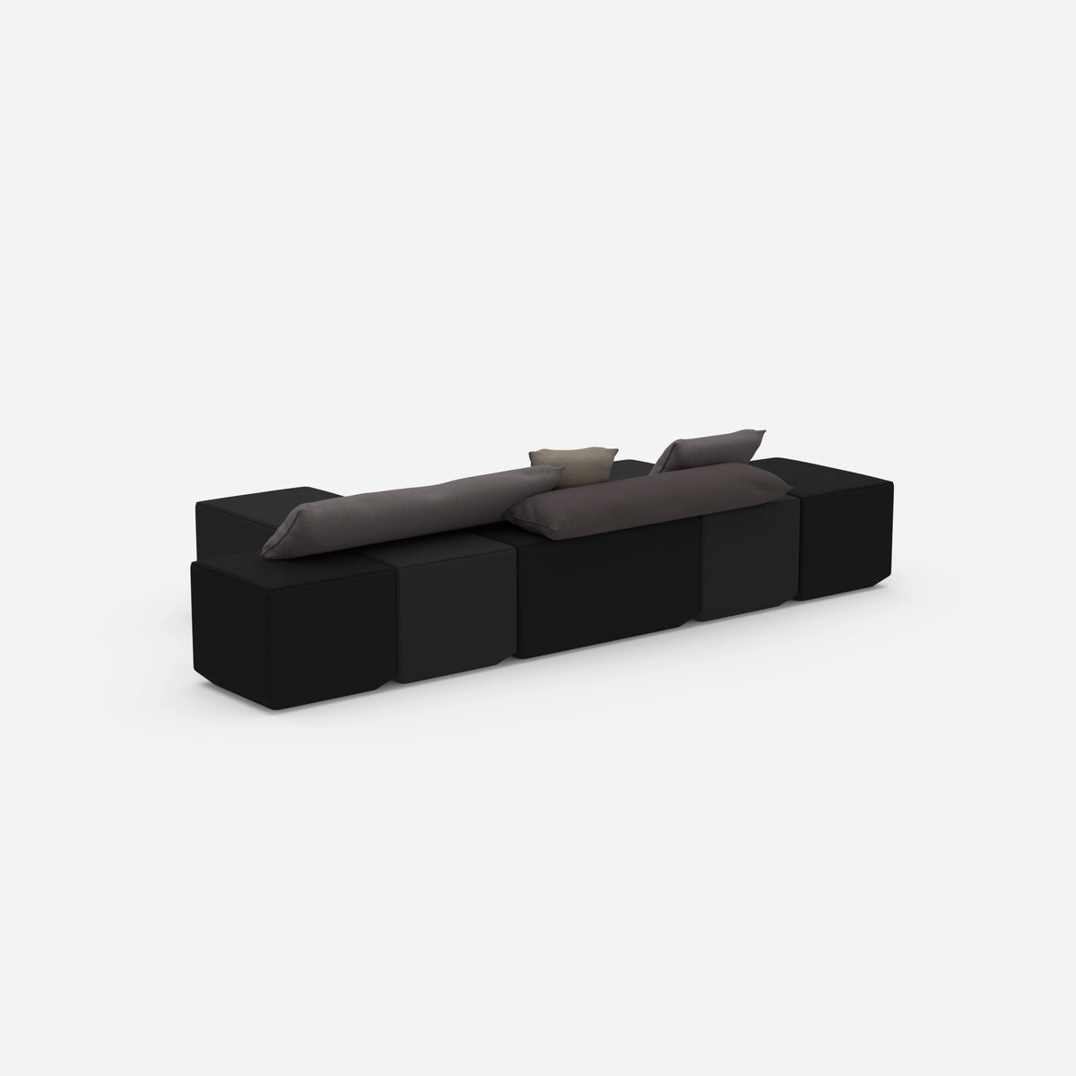 Schwarze Sitzbank von hinten