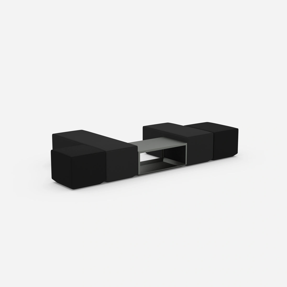 Schwarze Sitzbank von hinten