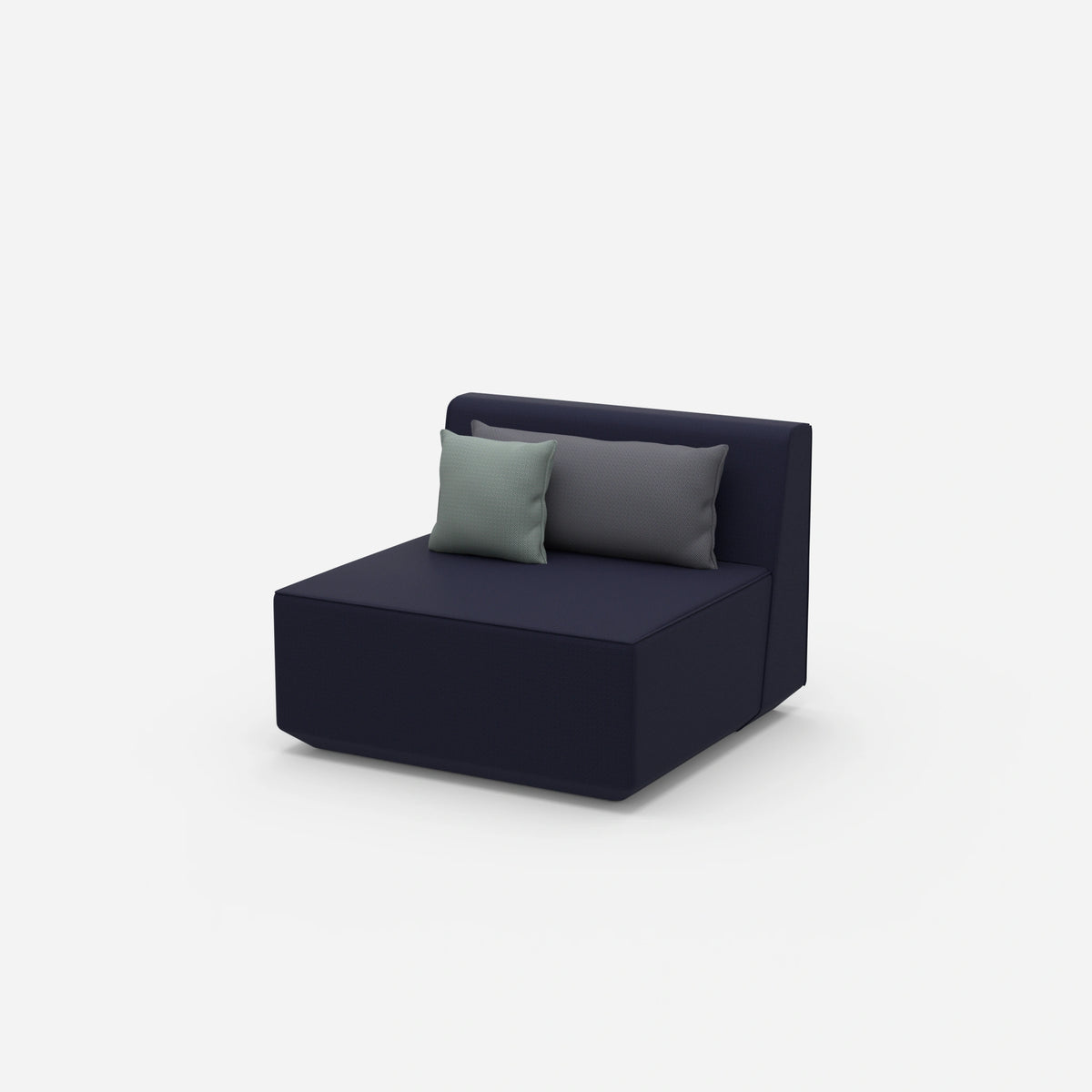 Sessel blau 80 cm breit von der Seite