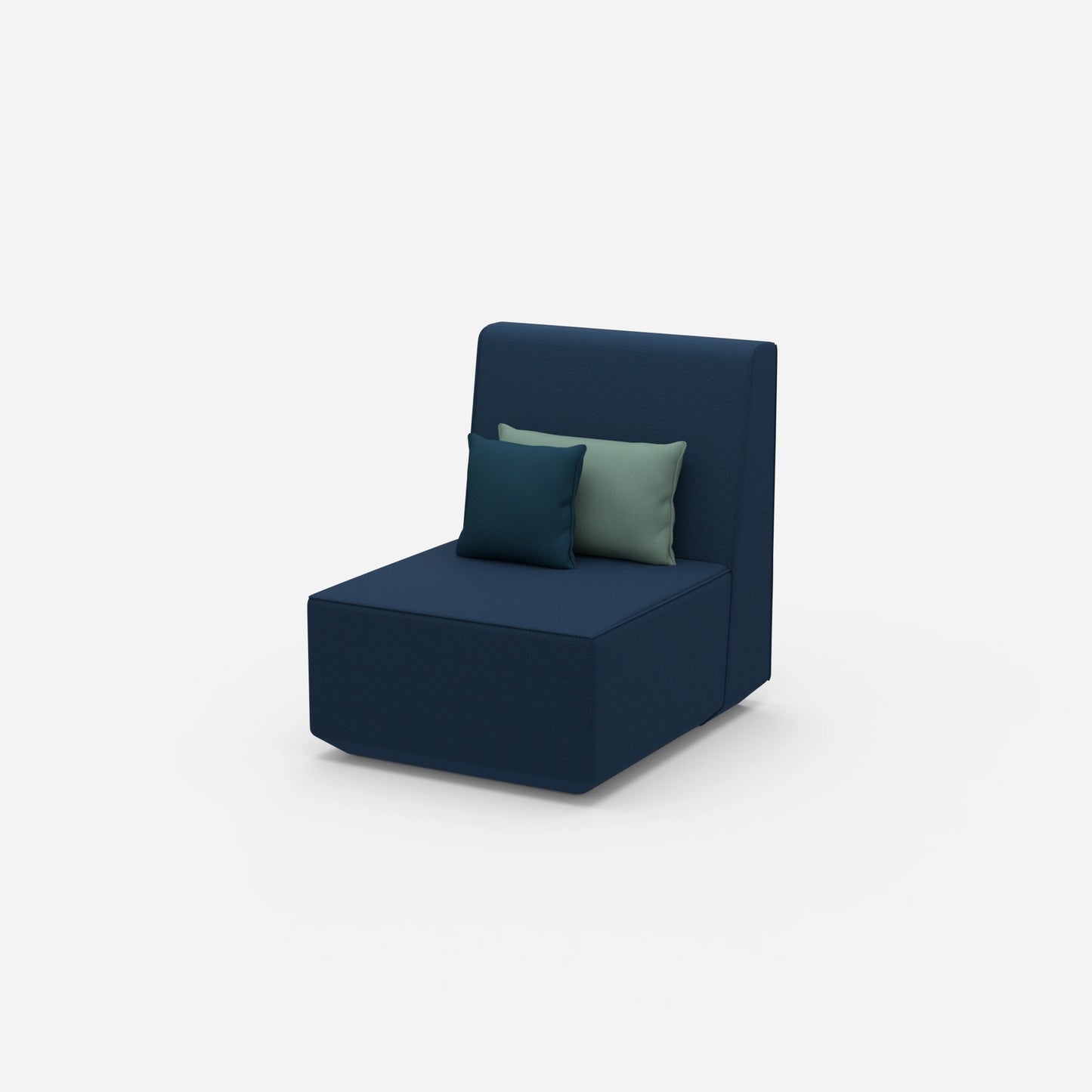 Sessel blau von der Seite
