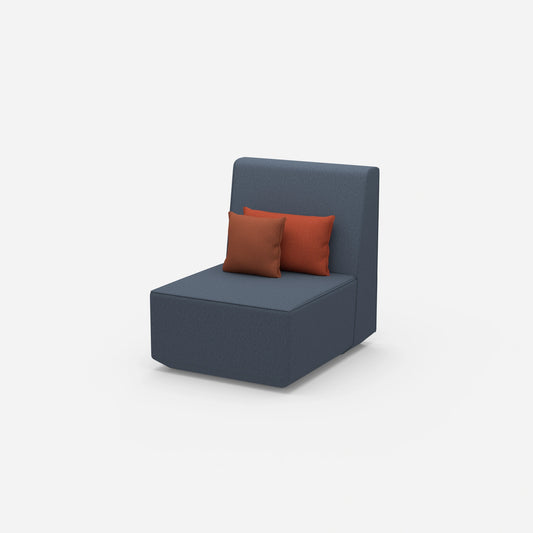 Sessel blau von der Seite