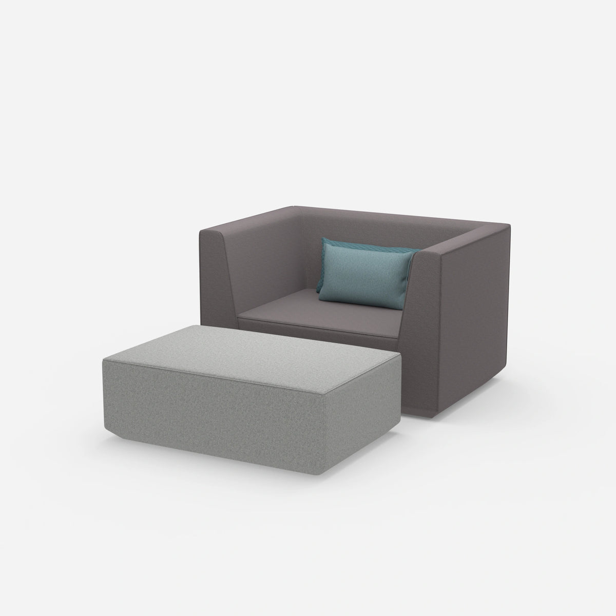 Sessel mit flexibler Fußablage von der Seite