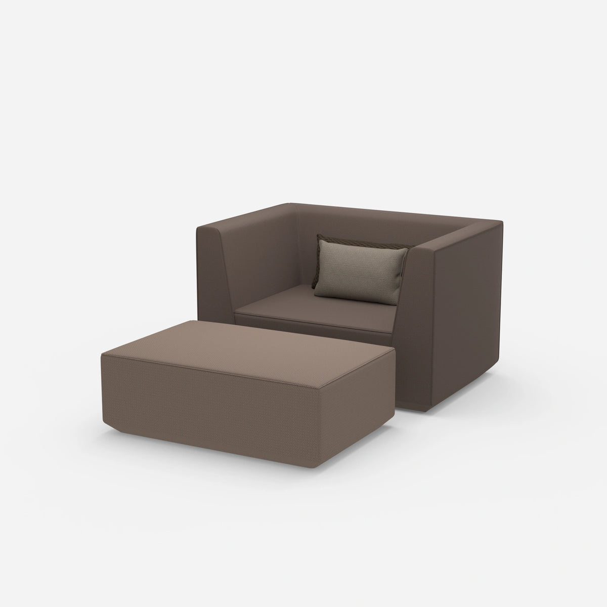 Sessel mit flexibler Fußablage von der Seite