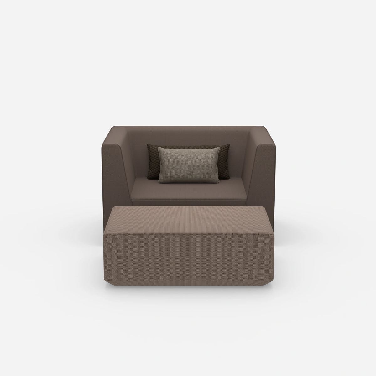Sessel mit flexibler Fußablage von vorne