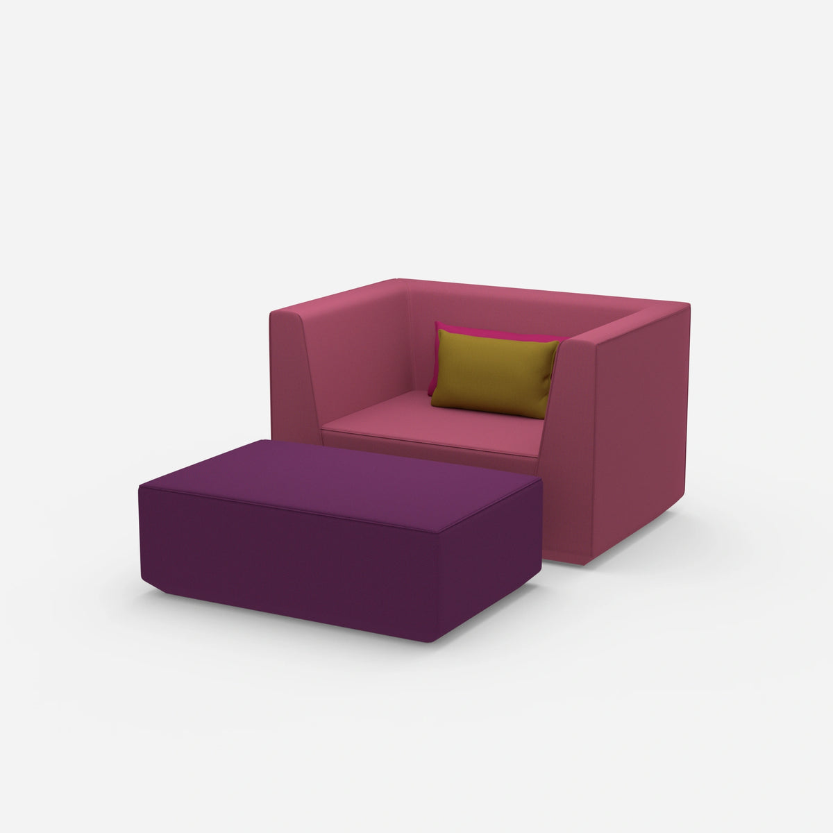 Sessel mit flexibler Fußablage von der Seite