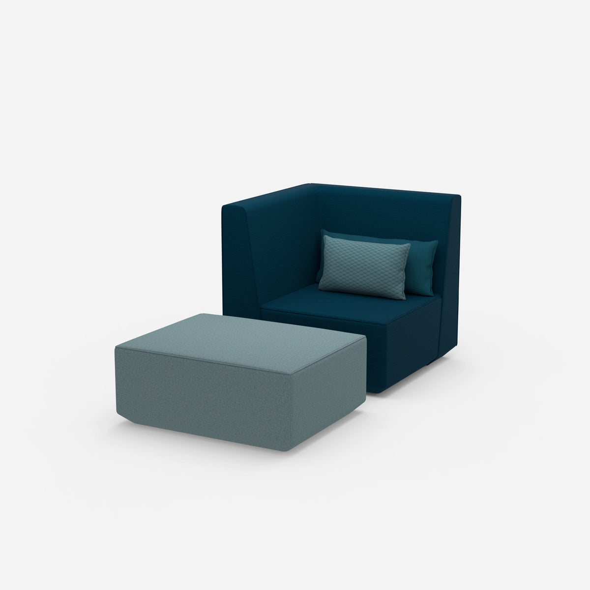 Sessel mit Hocker modern von der Seite