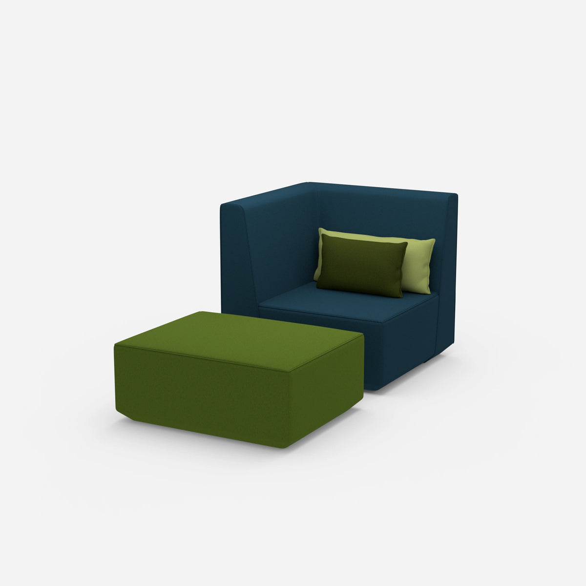 Sessel mit Hocker modern von der Seite