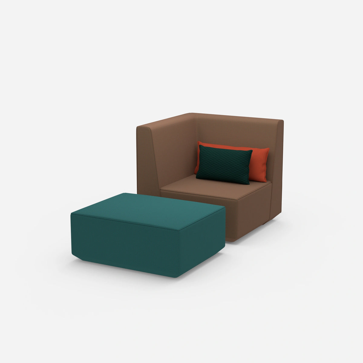 Sessel mit Hocker modern von der Seite