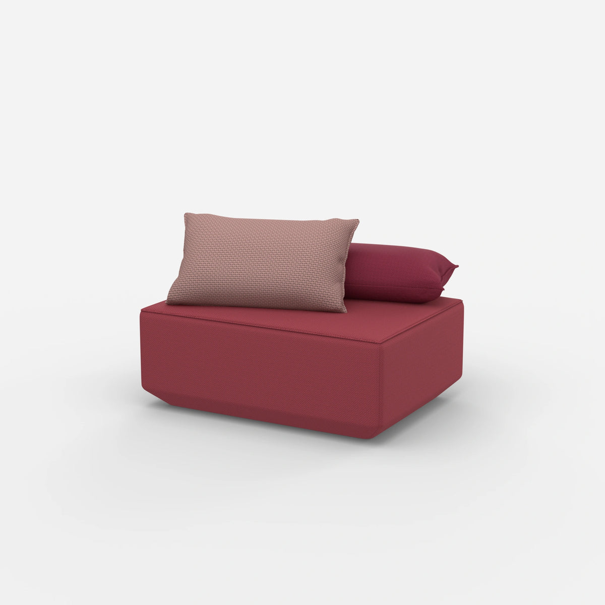 Sitzpouf in Rosa von der Seite