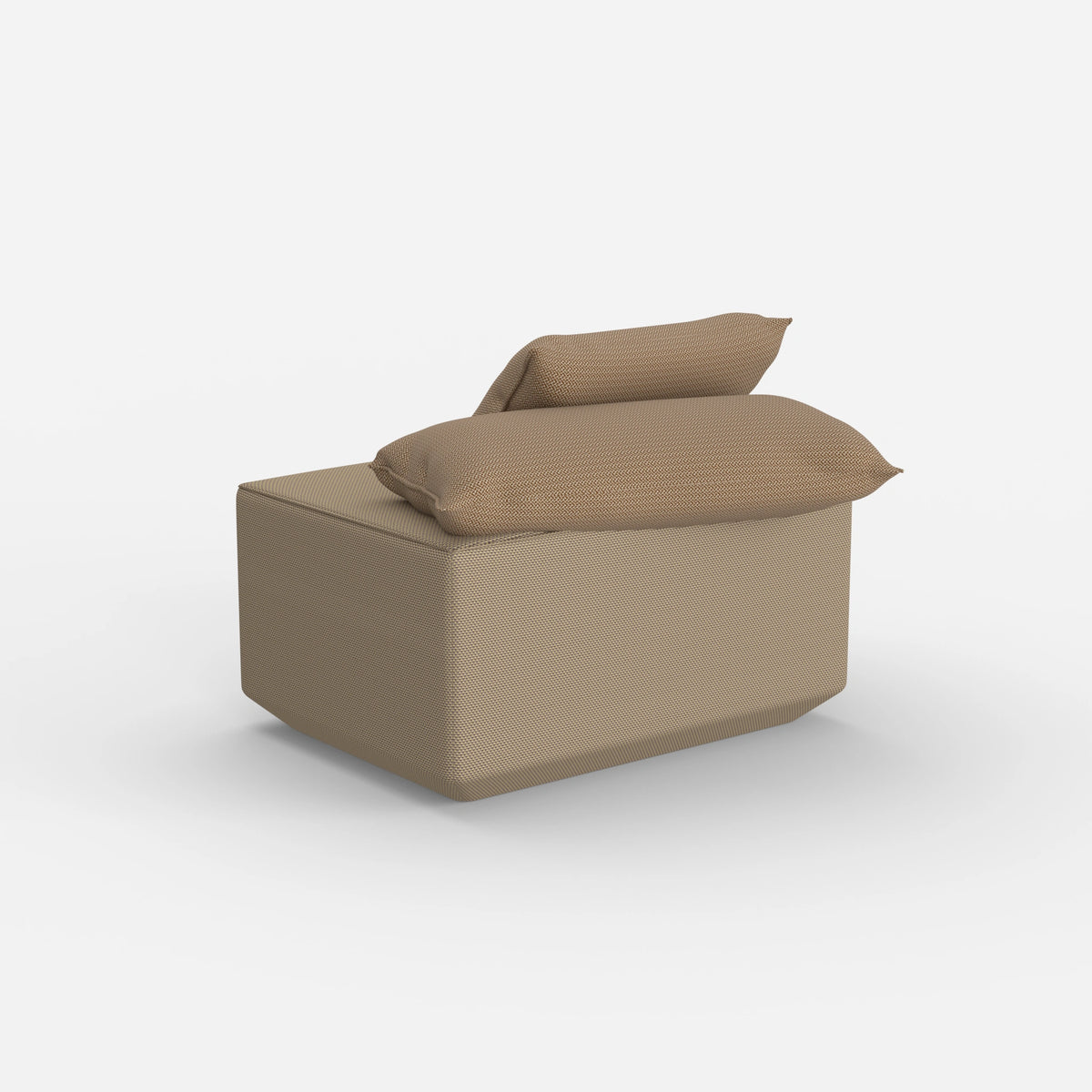 Sitzpouf taupe modern von hinten