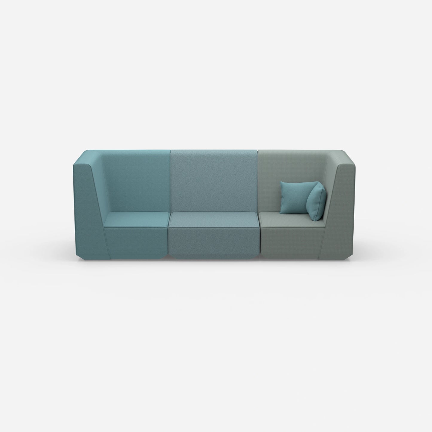 Blue sofa for 3 people from the front