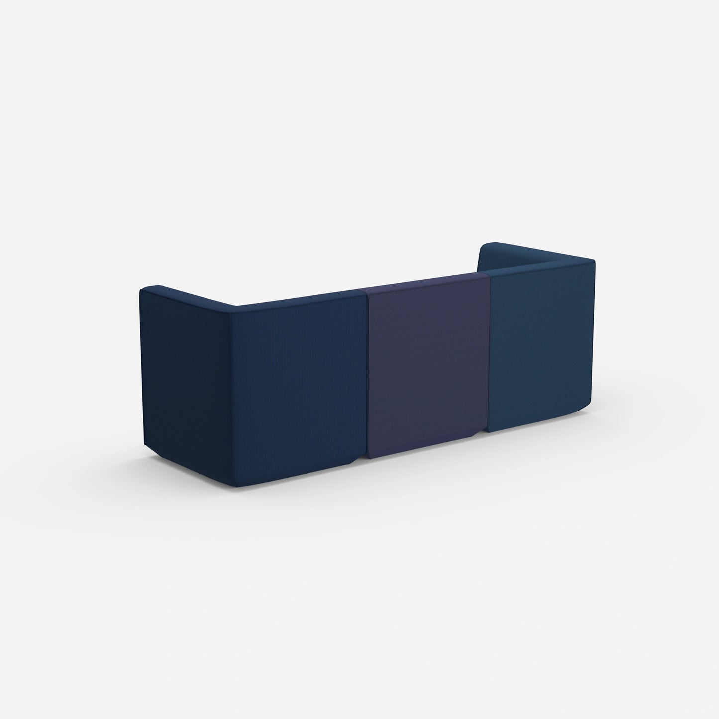 Sofa blue for 3 persons from behind