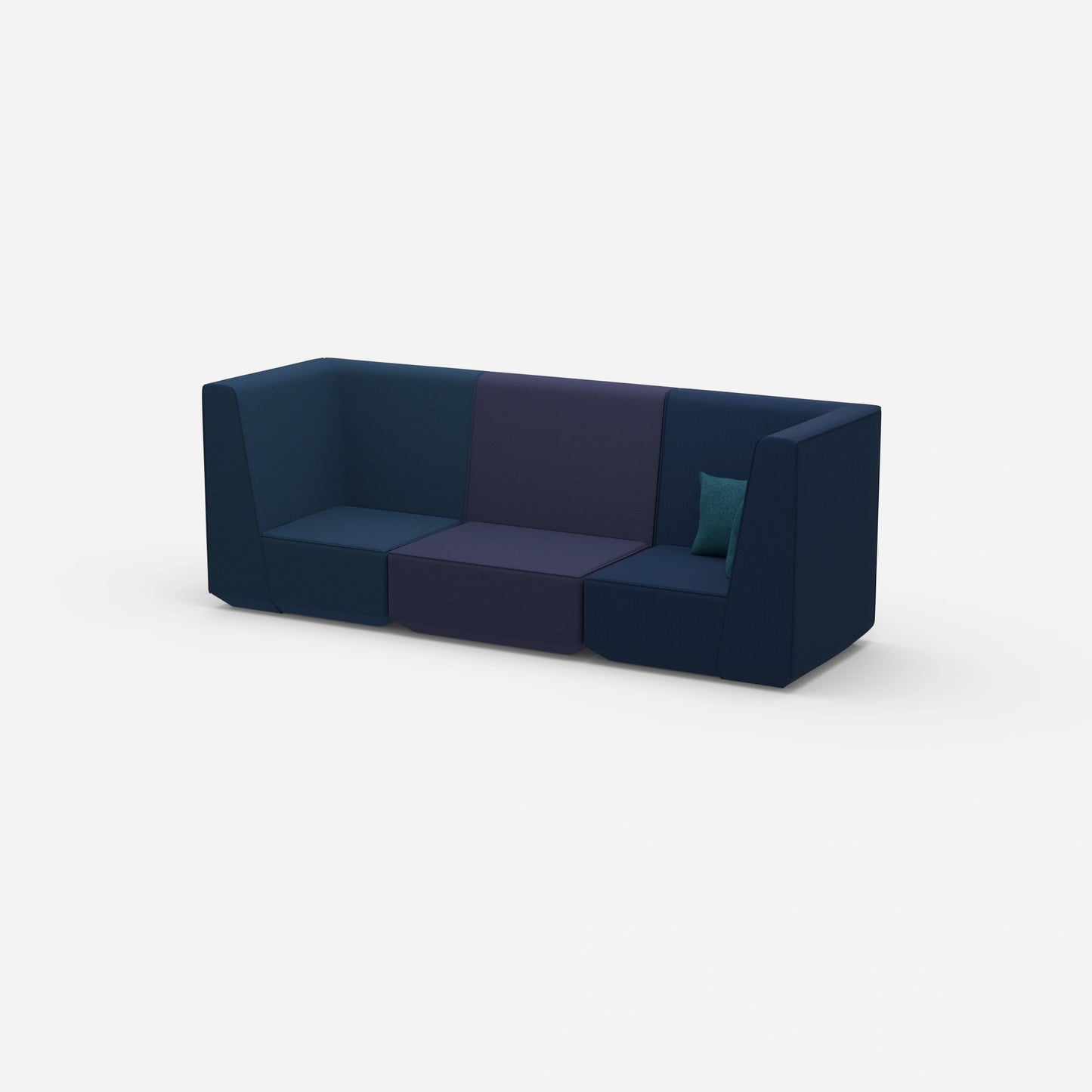 Sofa blue for 3 persons from the side