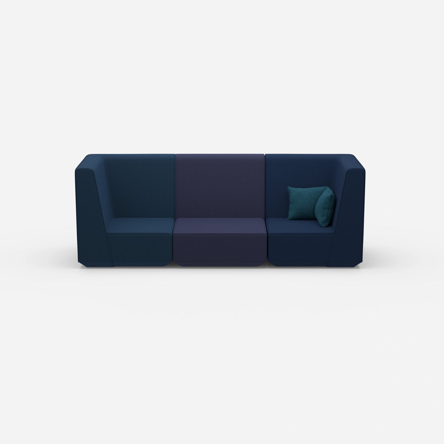 Blue sofa for 3 people from the front